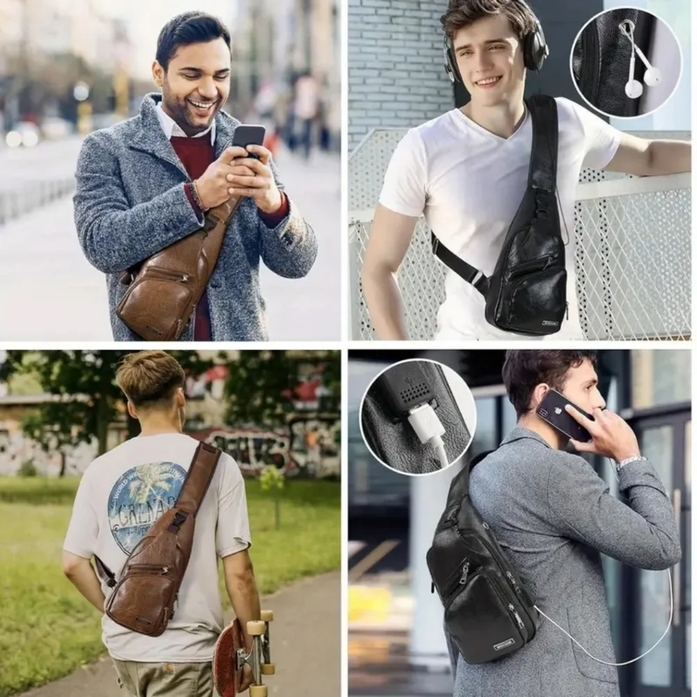 Men's Multi-layer Large‎ Capacity Chest Bag Casual Multi-layer Crossbody Bag